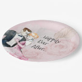 ヴィンテージ結婚式のカップルの後ずっと幸せに ペーパープレート (アングル)