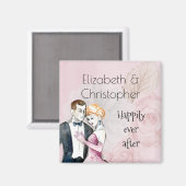 ヴィンテージ結婚式のカップルの後ずっと幸せに マグネット (正面/裏面)