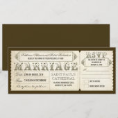 ヴィンテージ結婚式のチケット＆出欠確認 招待状 (正面/裏面)