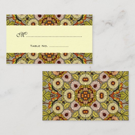 ヴィンテージ結婚式のテーブル番号、花の蝶 プレイスカード (正面/裏面)