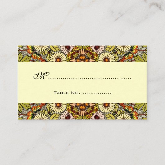 ヴィンテージ結婚式のテーブル番号、花の蝶 プレイスカード (正面)