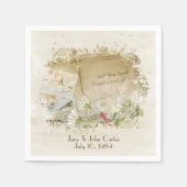 ヴィンテージ結婚式のデイジー スタンダードカクテルナプキン (正面)