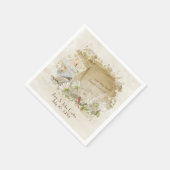 ヴィンテージ結婚式のデイジー スタンダードカクテルナプキン (角)