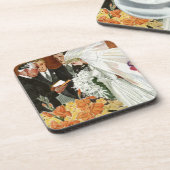 ヴィンテージ結婚式の儀式と花嫁と花婿 コースター (左側)