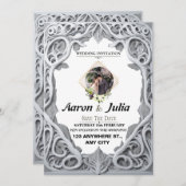 ヴィンテージ結婚式の招待状お知らせカード 招待状 (正面/裏面)