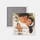 ヴィンテージ結婚式の提案ハグ日付を保存 マグネット (正面/裏面)