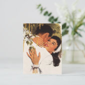 ヴィンテージ結婚式の提案ハグ、日付を保存 案内ポストカード (スタンド正面)