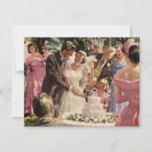 ヴィンテージ結婚式の新婚カットケーキ日付を保存 招待状 (正面)