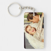 ヴィンテージ結婚式の新婚夫婦、ハッピーブライドと新郎新婦 キーホルダー (正面)