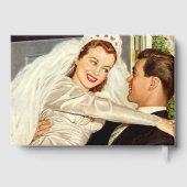 ヴィンテージ結婚式の新婚夫婦、ハッピーブライドと新郎新婦 ゲストブック (裏面)