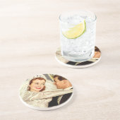 ヴィンテージ結婚式の新婚夫婦、ハッピーブライドと新郎新婦 コースター (側面)