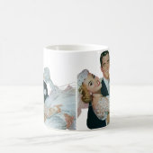 ヴィンテージ結婚式の新婚夫婦、ハッピーブライドと新郎新婦 コーヒーマグカップ (中央)