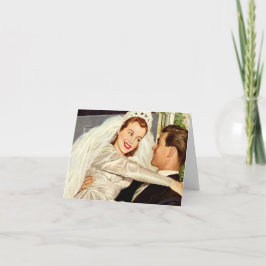 ヴィンテージ結婚式の新婚夫婦、ハッピーブライドと新郎新婦 サンキューカード