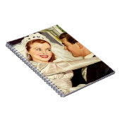 ヴィンテージ結婚式の新婚夫婦、ハッピーブライドと新郎新婦 ノートブック (右側)