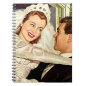 ヴィンテージ結婚式の新婚夫婦、ハッピーブライドと新郎新婦 ノートブック (正面)