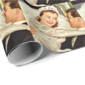 ヴィンテージ結婚式の新婚夫婦、ハッピーブライドと新郎新婦 ラッピングペーパー (ロールコーナー)