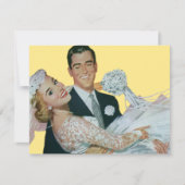 ヴィンテージ結婚式の新婚夫婦、ハッピーブライドと新郎新婦 案内状 (正面)