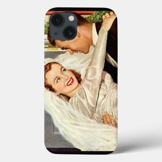 ヴィンテージ結婚式の新婚夫婦、ハッピーブライドと新郎新婦 Case-Mate iPhoneケース (裏面)