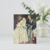 ヴィンテージ結婚式の新婚夫婦、幸せな花嫁と新郎 案内状 (スタンド正面)