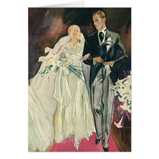 ヴィンテージ結婚式の新婚、ハッピーブライドとゴーム (正面)