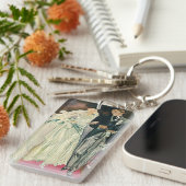 ヴィンテージ結婚式の新婚、ハッピーブライドとゴーム キーホルダー (正面右)