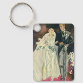 ヴィンテージ結婚式の新婚、ハッピーブライドとゴーム キーホルダー (正面)