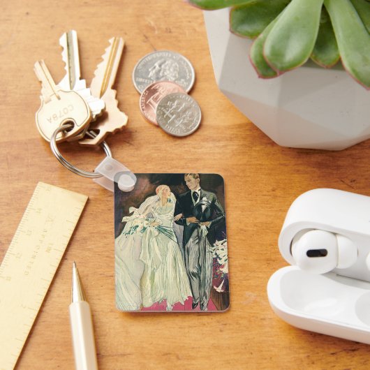 ヴィンテージ結婚式の新婚、ハッピーブライドとゴーム キーホルダー (デスク)