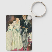ヴィンテージ結婚式の新婚、ハッピーブライドとゴーム キーホルダー (裏面)