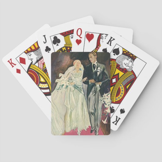 ヴィンテージ結婚式の新婚、ハッピーブライドとゴーム トランプ (裏面)