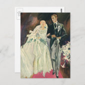 ヴィンテージ結婚式の新婚、ハッピーブライドとゴーム ポストカード (正面/裏面)