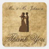 ヴィンテージ結婚式の新郎新婦ありがとう スクエアシール (正面)