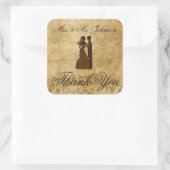 ヴィンテージ結婚式の新郎新婦ありがとう スクエアシール (バッグ)