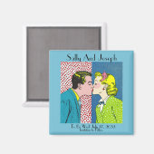 ヴィンテージ結婚式の日付を保存ポップ・アートの, art 50's マグネット (正面/裏面)