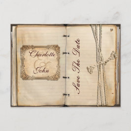 ヴィンテージ結婚式の日付を保存 案内ポストカード