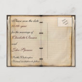 ヴィンテージ結婚式の日付を保存 案内ポストカード (裏面)