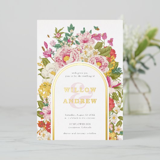 ヴィンテージ結婚式の箔押し招待状 箔招待状 (立ち正面)