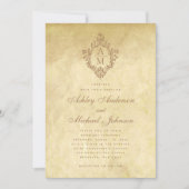 ヴィンテージ結婚式の紋章　クラシカルな羊皮紙 招待状 (正面)