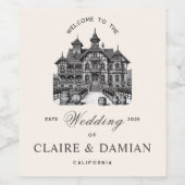 ヴィンテージ結婚式の絵 ワインラベル (シングルラベル)