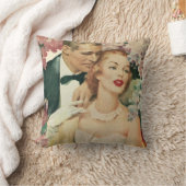 ヴィンテージ結婚式の肖像画、レトロな花嫁と新郎 クッション (ブランケット)