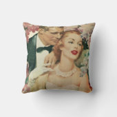 ヴィンテージ結婚式の肖像画、レトロな花嫁と新郎 クッション (裏面)