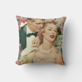 ヴィンテージ結婚式の肖像画、レトロな花嫁と新郎 クッション (正面)