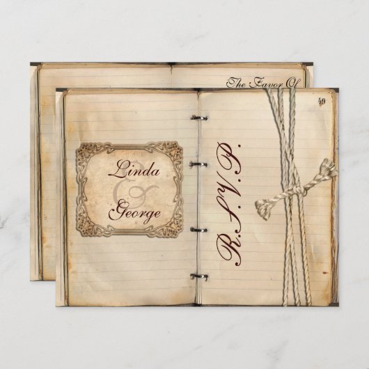 ヴィンテージ結婚式のrsvpカード 出欠カード (正面/裏面)