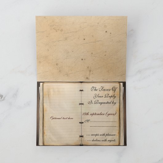 ヴィンテージ結婚式のrsvpカード 招待状 (内部)