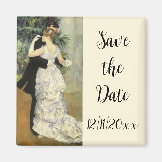 ヴィンテージ結婚式のSave the Date、シティダンス、ルノワール マグネット (正面)