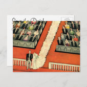 ヴィンテージ結婚式アールデコ新婚の日付を保存 案内ポストカード (正面/裏面)