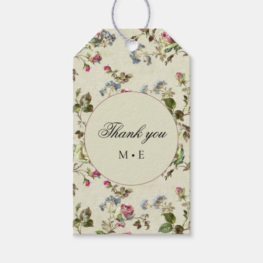 ヴィンテージ結婚式バラガーデンフローラ ギフトタグ (正面)