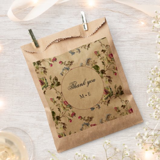 ヴィンテージ結婚式バラガーデンフローラ フェイバーバッグ (クリップ留めされた状態)