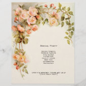 ヴィンテージ結婚式プログラム、ピンクローズフラワーズフローラ (裏面)