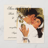 ヴィンテージ結婚式プロポーズハグ・セーブ・ザ・デート 招待状 (正面/裏面)
