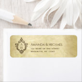 ヴィンテージ結婚式モノグラムクレスト羊皮紙古紙 ラベル (インサイチュ)